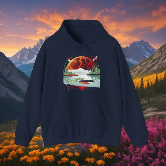 Blood Moon over Pond Dragonfly - Hoodie